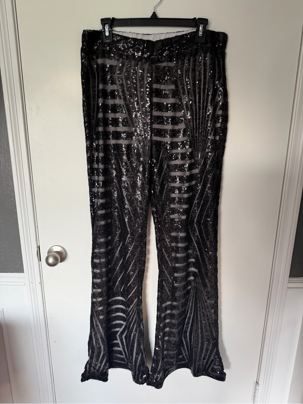 Amazon Black Sequined Flare Pants